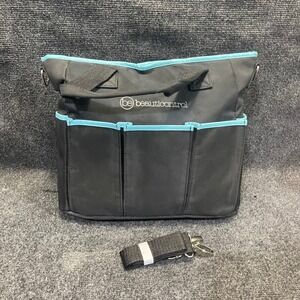 BeautiControl BLK/Teal Cosmetic Organizer Multi-Pocket Travel Organizer Tote Bag